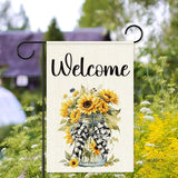 Spring Sunflower Garden Flag for Outside,Welcome Spring Garden Flag Yard Lawn Porch Flags for Outdoor Decorations 12x18 Inch Double Sided
