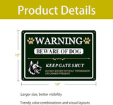 Large Beware of Dog Sign Keep Gate Shut Do Not Enter Signs, 14"x10".04"Metal Heavy Duty Wall Decor, Reflective Aluminum,UV Ink Printing,Weatherproof for Indoor/Outdoor with Easy Mount, 2 Pack