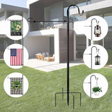 Garden Flag Holder Stand and Shepherds Hooks, 48 Inch Height with 1/2 Thick Metal Pole-Outdoor Lawn Yard Stake for Small 12x18, Solar Lights-Mini (1), Black (GFSH-X1)