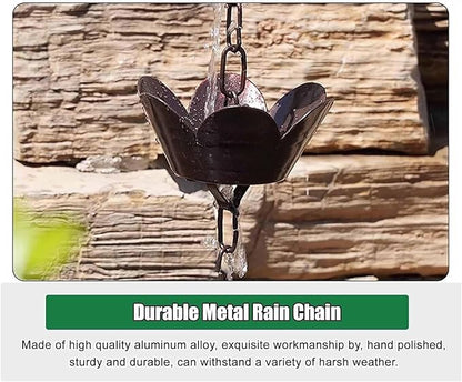 Rain Chains,Rain Catcher Chain, Rain Catcher Chain Copper, Aluminum Rain Chains for Gutters, Outside Water Diverter Rain Guide Chain,15m/49ft