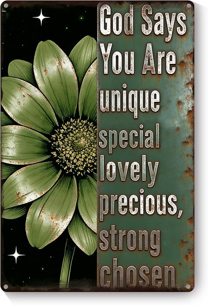 Garden Signs for Outside God Says You Are, Funny Metal Signs for Home Garden Patio Yard, Retro Gardening Gifts for Women, Wall Decor 12" x 8"