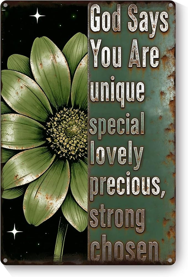 Garden Signs for Outside God Says You Are, Funny Metal Signs for Home Garden Patio Yard, Retro Gardening Gifts for Women, Wall Decor 12" x 8"