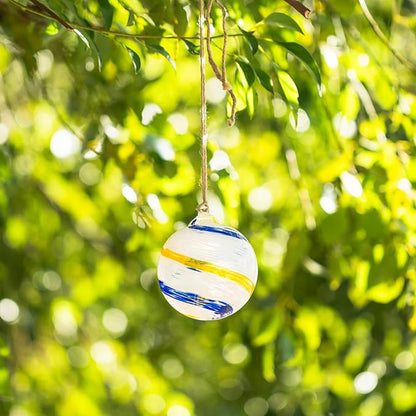 4”Christmas Balls, Gazing Balls Hanging Friendship Balls, Hand-Blown Glass Ball Christmas Ornament for Window Outdoor Home Decor, Christmas Tree Decoration, Gifts for Women (White