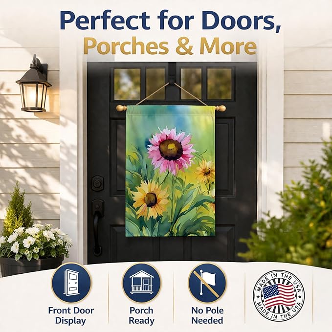 Caroline's Treasures Kentucky Goldenrod in Watercolor House Flag Large Porch Sleeve Pole Decorative Outside Yard Banner Artwork Wall Hanging, Polyester, House Size, Multicolor
