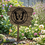 Custom Butterfly Garden Metal Wall Art Personalized Butterfly Metal Name Sign Yard Sign Decorative Outdoor Gardening Decor Gifts for Gardeners