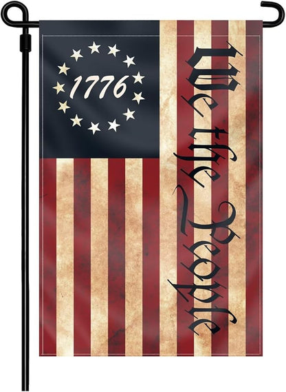 We The People 1776 Flag Double Sided 12x18in Outdoor Vintage American Betsy Ross 13 Star Flags for Yard Lawn Home Garden Decor USA Flag