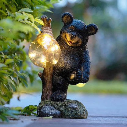 Suyorpe Garden Statues Bear Decor Light,Solar Bear Statue Ourdoor Statue,Animal Garden Decor,Funny Figurine Decor,Outdoor Decor for Patio,Porch,Balcony,Yard,Lawn
