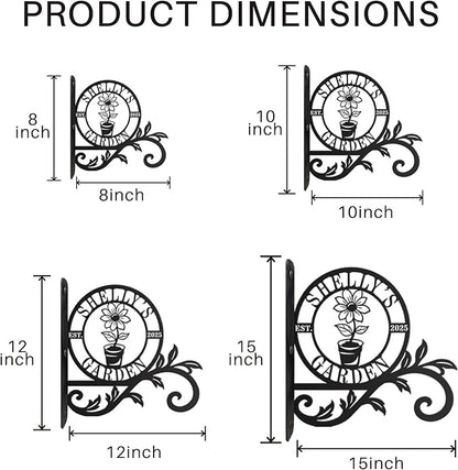 Personalized Metal Plant Hanger Outdoor and Indoor Decor, Custom Hanging Plants Bracket, Plant Hooks for Bird Feeder, Wind Chime, Flower Baskets, Hanging Plant Hooks (Flowers)
