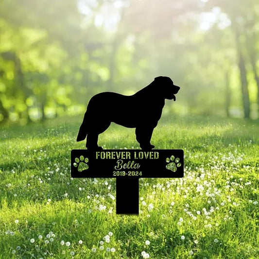 Custom Leonberger Dog Metal Memorial Garden Stake Personalized Pet Grave Marker Name Sign Remembrance Stake Decor Sympathy Dog Loss,Outdoor Statues for Yard Garden Lawn Patio Pathway Grave.