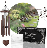32" Memorial Wind Chimes Deep Tone Outdoor, C Major Tuned Aluminum Wind Chime with Gift Box & Envelope, Sympathy Wind Chime for Garden Decor Hanging, Heart Pendant, Bronze