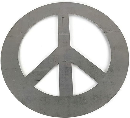 Peace and Heart Staked Signs or Wall Art Rustic or Powder Coated Finishes (XL Peace Hanger 24" (no holes), Raw Steel (will rust with time))