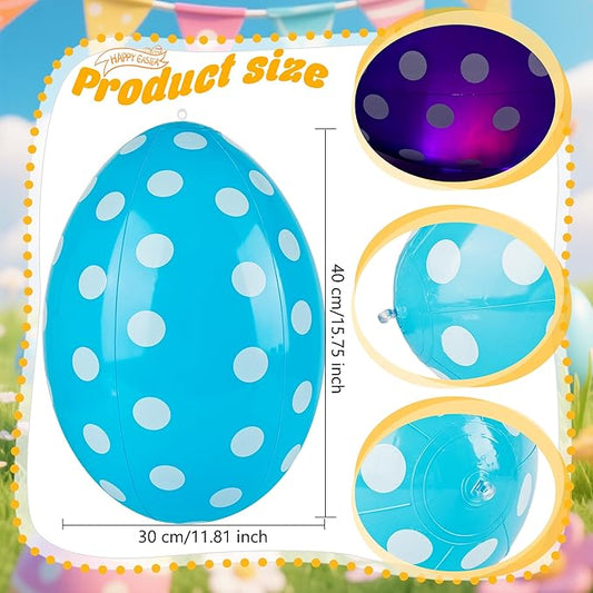 12 Pcs Inflatable Easter Eggs 16 Inch Jumbo Colorful Blow up Easter Egg Decorations for Yard Lawn Garden Holiday Party Indoor Outdoor Decor, 6 Colors
