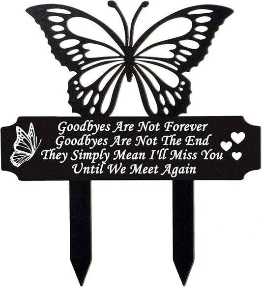 Buryeah Grave Decoration for Cemetery Butterfly Memorial Stake Headstone for Grave Memorial Garden Decor Waterproof Double Sided Print Metal Cemetery Marker, 13.19 x 11.81 Inches(Vivid Style)