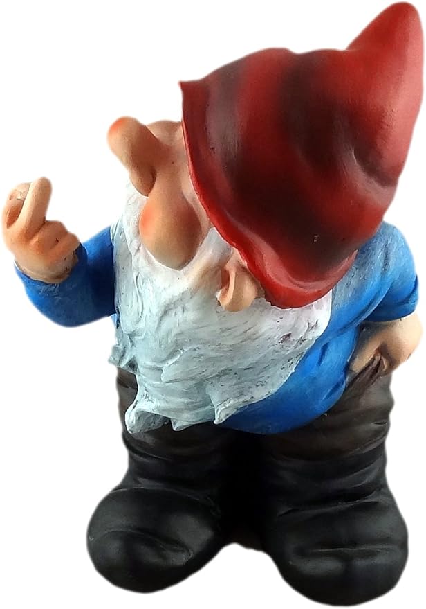Funny Garden Gnome Statue – Cheeky Outdoor Yard Decor with Raised Finger – Resin Lawn Ornament for Patio, Garden, Desk & Man Cave Gift