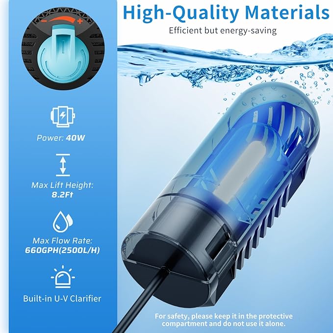 Antfraer Pond Filter Fountain Pump Kits with UV Clarifier, Pond Filter Box with 40W 660GPH Submersible Pump, KOI Pond Filter for Outdoor Ponds Garden Fountain Waterfall Aquarium Koi Pond