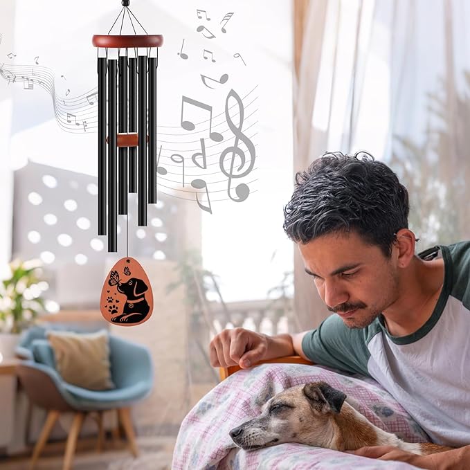 Dog Memorial Gifts Wind Chimes, Loss of Dog Sympathy Windchime Puppy Passing Away Gift for Pet Lover Owner, Personalized Pet Windchimes Bereavement Gifts Dogs