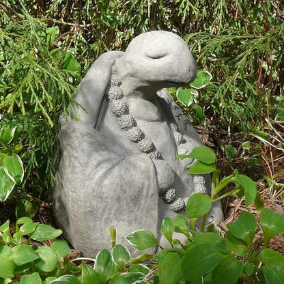 Modern Artisans Meditating Turtle - Cast Stone Garden Sculpture : Large Size, Grey Stone Finish
