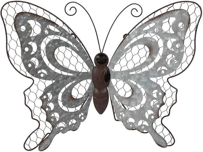 Hobby Lobby Metal Wall Art, Spring, Garden, Indoor/Outdoor (Brown/Silver Butterfly)