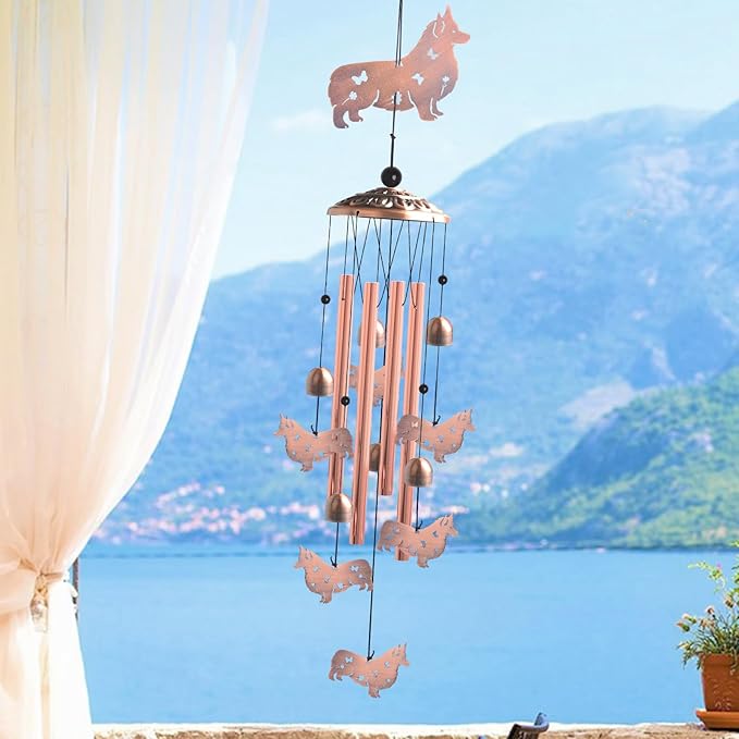 Dachshund Wind Chimes - Christmas Decorations,Garden Gifts for Women,Patio & Nursery, Memorial Day Gifts for Mom/Wife/Daughter, Whimsical Yard Decorations with Soothing Tones