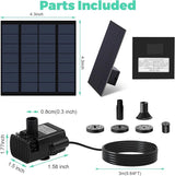 Solar Fountain, Solar Pump for Fountain with 4 Nozzles & 9.84FT Power Cable, DIY Solar Water Pump Kit for Birdbath, Garden, Pond, Pool, Outdoor