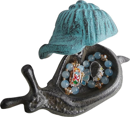 Snail Key Hiders Outside - Spare Key Hider - Hidden Key Holder for Outside, Garden Snail Statues Key Box (Vintage Blue)
