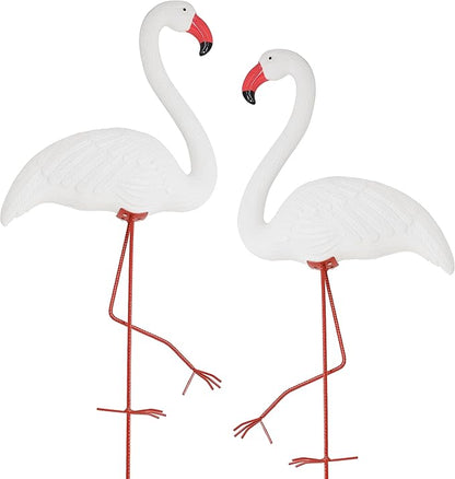 Galashield White Flamingo Yard Decorations Pack of 2 Flamingo Decor Ornaments for Outdoor Lawn and Garden