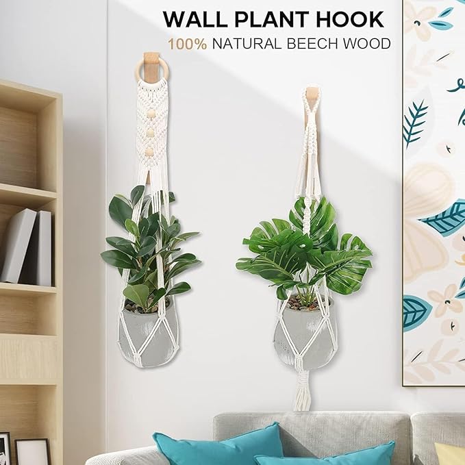 Wall Hooks, Plant Hangers Indoor, 8-Inch Wall Mounted Hanging Plant Hooks for Planters, Lanterns, Flower Bracket, Wind Chimes, Decoration Hooks (2 Pack)