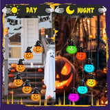 GlikCeil Halloween Solar Wind Chimes 27.5Inch Halloween Decorations Outside Waterproof Hanging LED for Yard, Porch, Patio, Party, Color Changing Eyeballs Ghost Lights (Pumpkin)