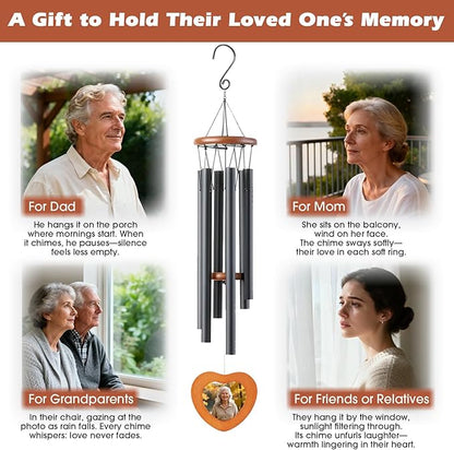 Photo-Holding Memorial Wind Chimes, Personalized Sympathy Gifts for Loss of Loved One, Memorial Gifts for Loss of Mom, Sympathy Wind Chimes for Mother, Father, Brother, Sister