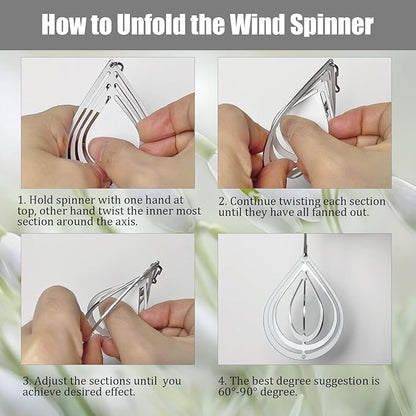 12 Pack 3inch Sublimation Wind Spinner Blanks 3D Aluminum Metal Wind Sculpture Kinetic Spinners for Yard Garden Indoor Art Ornaments Xmas Hanging Decoration (Waterdrop)