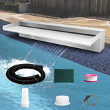 Pool Fountain Stainless Steel Pond Waterfall Spillway Kits for Indoor/Outdoor Decorative, 24 Inches Pool Water Feature for Garden Patio, Backyard Koi Pond Decor(No LED Light)