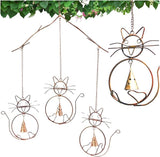 Happy Gardens Cat Wind Chimes with Three Bells | Outdoor Gifts for Cat Lovers | Home Decor for Garden and Patio