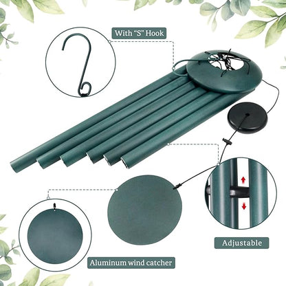 ASTARIN 45in Wind Chimes for Outside，Memorial Wind Chimes Large with 6 Heavy Tubes,Sympathy Gifts, Large Deep Tone for Garden Hanging Decor, Gift for Mom Women Grandma Neighbors,Green
