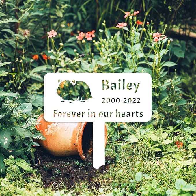 Personalized Pet Hamster Memorial Garden Stake Grave Marker, Custom Metal Hamster Memorial Grave Marker Stake Outdoor for Loss of Pet Remembrance Gifts Hamster Memorial Plaque Stake
