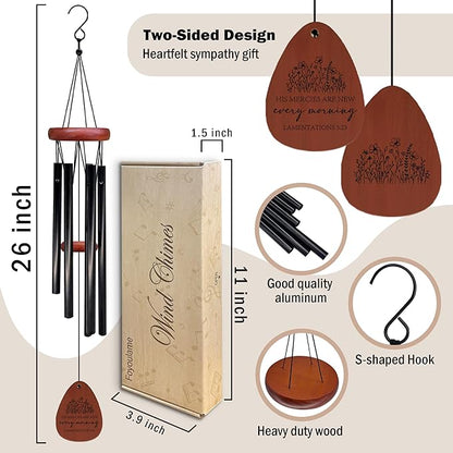Christian Gifts Wind Chimes, Bible Verse Decor Wind Chimes, Christian Faith Based Religious Gifts for Women Men, His Mercies are New Every Morning Bible WindChimes for Outside 26" Inches