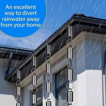 RainChains Pacific Channel Rain Chain 8.5ft Black Aluminum Rain Chains for Gutters Decorative Chain.
