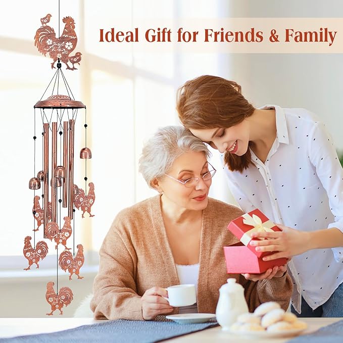 Chicken Wind Chimes for Outside,Chicken Gifts for Women Men/Memorial/Birthday/Rooster Lovers Gifts Metal windchimes Outdoors/Indoors,Garden Decor,Patio,Home,Porch,Yard Decorations