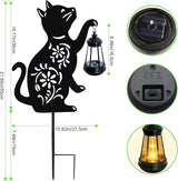 Solar Cat Hanging Lantern Outdoor, 2 Pack Black Cat Solar Lights, Cat Lover Gifts for Women Mom Grandma Birthday,Mother's Day,Waterproof Garden Ornaments Decor Outside Backyard,Patio,Pathway