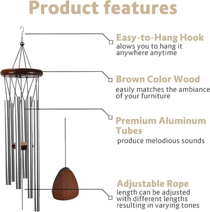 Wind Chimes for Outside Clearance,Aluminum Memorial Windchime Outdoor Suitable for Loss of Loved One Patio Decor Indoor Porch Balcony Garden Decor(Silver)