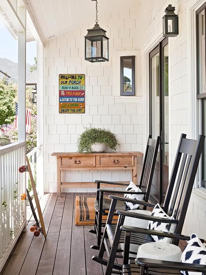 Vintage Welcome to Our Porch Sign - 8x12 Inches Decorative Sign for Outdoor Use, Perfect for Home, Garden, Patio, and Porch Decor