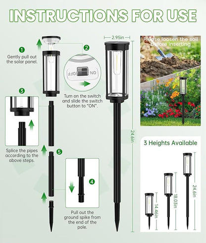 BITPOTT Bright Solar Pathway Lights, 4 Pack Solar Lights Outdoor Waterproof IP65, Long Lasting Outdoor Light for Yard Garden Walkway Landscape Lawn Patio