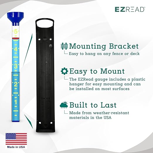 Headwind EZRead 26” Giant Professional Outdoor rain Gauge, USA Made Heavy Duty All Weather Freeze Proof mountable with Float, Dark Blue (820-0020)