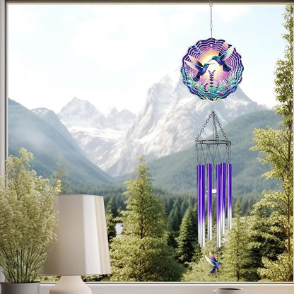 Hummingbird Wind Chimes for Outside - Hummingbird Wind Chimes with 3D Wind Spinners for Bird Lover, Hanging Art Ornament for Indoors Room Home Wall Garden Patio Yard Porch Backyard, Memorial Gifts