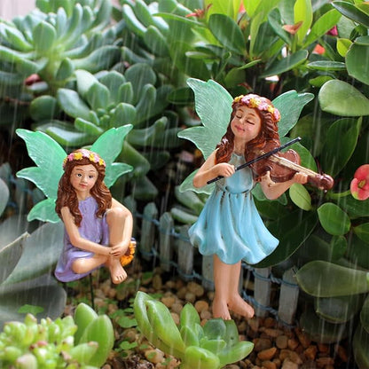 Fairy Garden Decor Fairies, 5PCS Fairy Angel Glow in The Dark Yard Sculpture Lawn Ornament Mini Garden Art Outdoor Decor Accessories (5 Fairies)