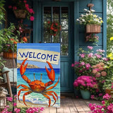 Welcome Crab Garden Flag 12x18 Inch Vertical Double Sided Small Burlap Patio Lawn Holiday Yard Outdoor Decor Outside Decorations