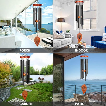 Sympathy Wind Chimes,32" Memorial Wind Chimes for Loss of Loved One, Sympathy Grief Memorial Bereavement Gift,in Memory of Loved One Loss of Mother Father，Home Decor Garden Patio Outdoor-Black