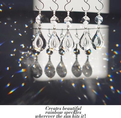 20pcs 38mm Crystal Loquat Shape Chandelier Replacement,Hanging Clear Glass Crystals for Chandelier,Crystal Prisms Beads for Wedding Home Decoration