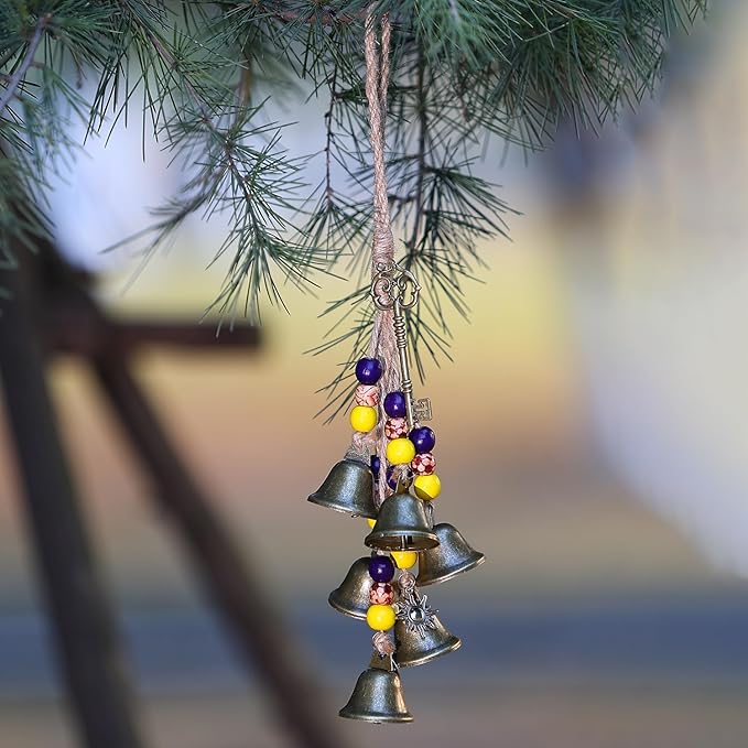 2 Pieces Witch Bells for Door Knob for Protection Handmade Decorative Door Hanging Bell Witch Wind Chimes for Boho Home Room Decor(Colorful)
