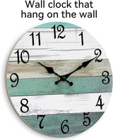 CHYLIN Wall Clock,10 Inch Silent Non Ticking Wall Clocks Battery Operated, Teal Turquoise Rustic Clock Decorative for Kitchen Bathroom Bedroom Living Room(Bronze White)