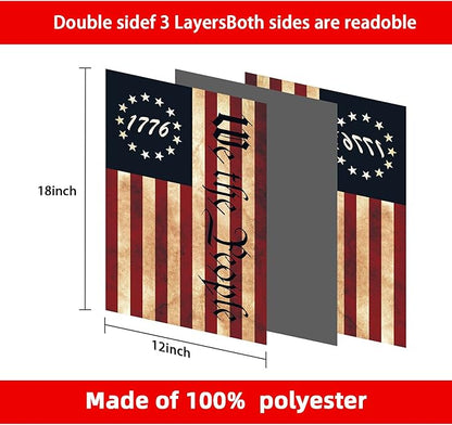 We The People 1776 Flag Double Sided 12x18in Outdoor Vintage American Betsy Ross 13 Star Flags for Yard Lawn Home Garden Decor USA Flag